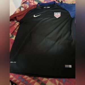 Nike Black and Blue Dri Fit USA Soccer Jersey sz LG